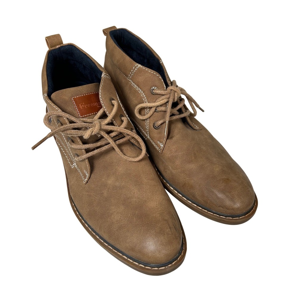 Freeman Hector Chukka Boots Men's Size 9 Brown Faux Leather Memory Foam Shoes